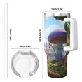 thumbnail image 4 of Fotbe Cute Mushroom Town Pattern 40oz Ice Bully With Handle And Straw Stainless Steel Vacuum Insulated Cup And 2 In 1 Straw Lid, 4 of 8