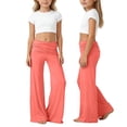 thumbnail image 3 of MAIHAN Girls Fold Over Pants,Yoga Pants with Pleated Waist-Pure Color Wide Leg Loose Fit Casual Trousers|Soft Stretchy Athletic Pants(Rose Gold,9-10 Years), 3 of 8