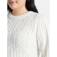 thumbnail image 4 of Terra & Sky Women’s Plus Cable Knit Sweater with Faux Pearls, Lightweight, Sizes 0X-5X, 4 of 6