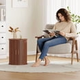 thumbnail image 2 of Fluted Round Side Table Set of 2, Mid Century Modern Night stand with Sliding Tambour Door and Storage Shelf, Wood Bedside Table, End Table for Small Space,Bedroom, Living Room, 2 of 8