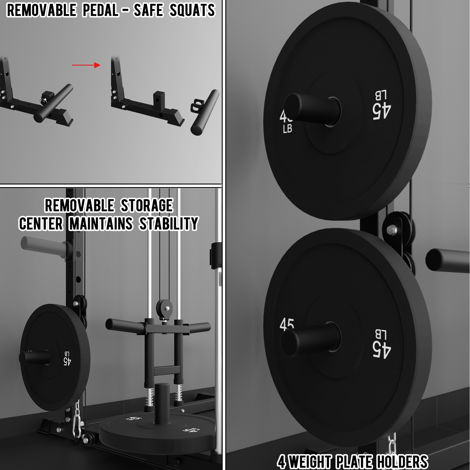 Eonfit E3 Smith Machine for Home Gym Equipment, Multi-Function Power Cage Squat Rack with Cable Crossover LAT Pulldown Pulley System All in One