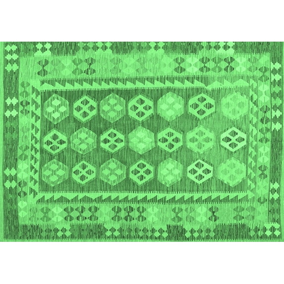 Ahgly Company Indoor Rectangle Oriental Emerald Green Traditional Area Rugs, 4' x 6'