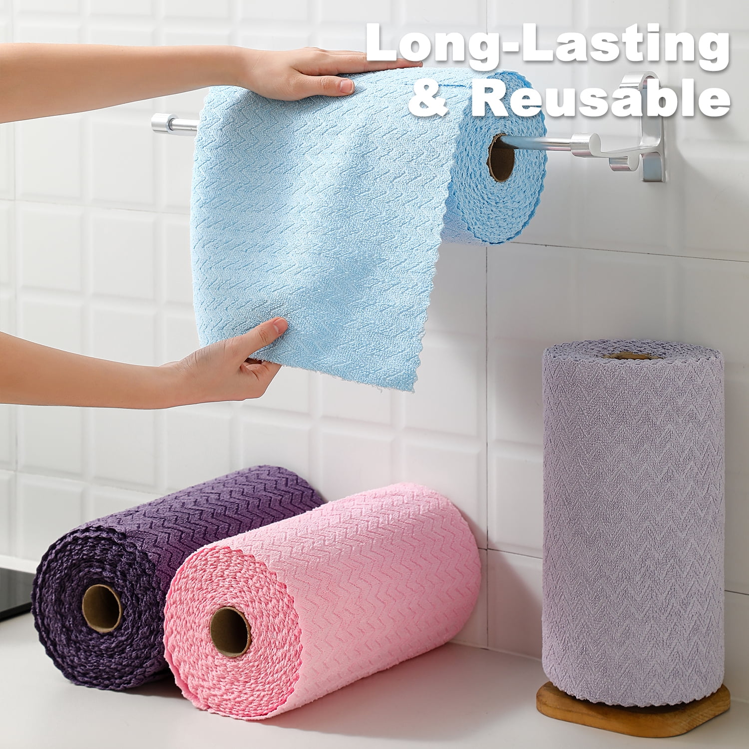 Beartech Microfiber Cleaning Cloth Roll,80 Pack Cleaning Towels,Lint Free Rags Paper Towels & Tear Away Reusable Towels,Washable Shop Rags wipe Cloth,Wash Cloths Dish Rags for Car Kitchen Window