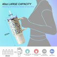 thumbnail image 3 of 40 oz Tumbler with Handle and Straw Stainless Steel Vacuum Insulated Water Bottle for Hot or Cold Beverages Coffee Mug with Leakproof Straw Lid Sliding Lid  for Women&Men (White), 3 of 6