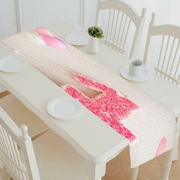 ECZJNT first birthday number 1 form Pink 1st birthday brick wall table runner table cloth tea table cloth 14x72 Inch