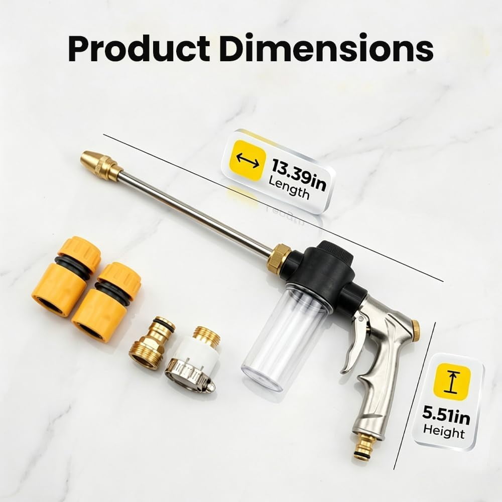 Turn Any Hose into a High Pressure Water Cleaning Jet, 2026 New Heavy Duty Garden Hose Nozzle, Multi Function Lawn Garden Watering Sprayer for Car Patio Garden Yard Cleaning