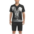 thumbnail image 5 of joogoo Men's Pajama Set A Horse V-Neck Pj Shorts Set 2 Piece Loungewear Sleepwear S, 5 of 7