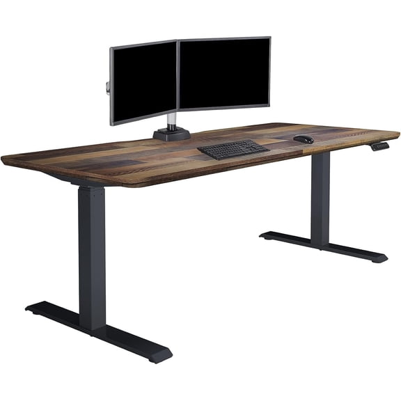 Vari 72” x 30" VariDesk Electric Height Adjustable Standing Desk Computer Table, Reclaimed Wood