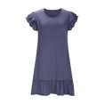 thumbnail image 5 of ZZwxWA Womens Summer Dresses 2025 Ruffle Short Sleeve Smocked V Neck Casual Loose A-Line Swing Mini Dress Sundress, 5 of 5