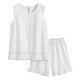 thumbnail image 5 of Conjuntos Cortos para las Mujeres Casual Verano Moda Sólido Cuello Redondo sin Mangas con Pantalones Cortos 2 Conjuntos de Pc, 5 of 9