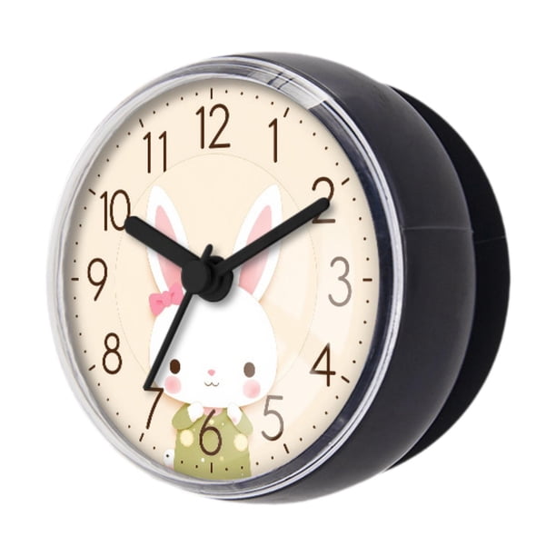 Reloj de pared para ducha redondo, antivaho, compacto, con ventosa, impermeable para baño. gris