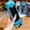 Trending Decor Blue, variant on 13 oz Rectangle Water Bottle with Portable Straw, Leakproof BPA Free Motivational Sports Water Bottle with Time Marker, Double Walled Locking Lid with Silicone Spout, for Gym Yoga Travel Office