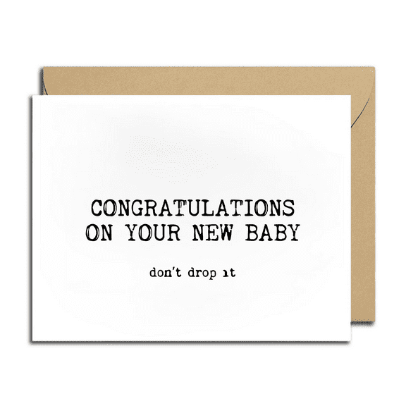 Congratulations on Your New Baby Card – Funny “Don’t Drop It” Message – Blank Inside with Envelope – Ideal Gift for New Parents Celebrating Birth