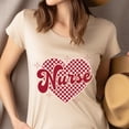 thumbnail image 4 of Nurse Heart Graphic T-Shirt for Women, Red Checkered Print Tee, Ash, Size M, 4 of 6