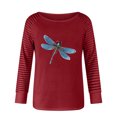 thumbnail image 4 of Camisas Para Mujer, Camiseta de Manga Larga Con Cuello en V de Moda de Gran Tamaño, Blusa Suelta Con Estampado de Otoño, Tops Odeerbi  ODB130651, 4 of 5