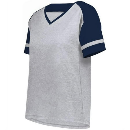 Augusta Sportswear Ladies Fanatic 2.0 T-Shirt, Grey Heather & Navy - 2XS