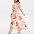 thumbnail image 4 of Pntutb Womens Clearance,Plus Size Women's Casual Short Sleeve Cold Shoulder Boho Flower Print Long Dress, 4 of 5