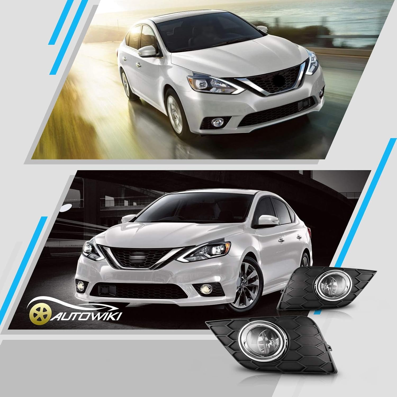 2PCS Fog Lights Assembly for 2016 2017 2018 2019 Nissan Sentra,Clear Lens
