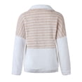 thumbnail image 3 of vbnergoie Ladies Plush V-neck Zipper Long-sleeved Color Block Warm Sweater Womens T Shirt Loose Fit Women Long Sleeve Tee Shirt, 3 of 6