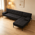 thumbnail image 3 of Gewnee 89.4”Convertible Sectional Sofa,L-Shaped Couch with Reversible Chaise,5-Position Adjustable Backrest,Modern Futon Sleeper for Small Spaces Living Room Apartment Office,Black Iron Frame, 3 of 15
