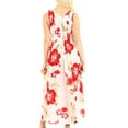 thumbnail image 2 of Sakkas Iyabo Women's Sleeveless Casual Summer Floral Print Dress Maxi Long Stretch - W-Red - One Size, 2 of 5
