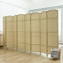 GVN Room Separation Divider,Folding Room Divider Screen 8 Panel 5.6' Tall Privacy Screen Freestanding Room Partition, Beige