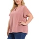 thumbnail image 4 of Blusas de mujer de tallas grandes Agnes Orinda con puntos suizos, de manga corta y cuello con muesca, primavera verano 5X rosa, 4 of 6