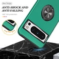 thumbnail image 7 of for Google Pixel 7 Pro Case with Ring Stand, 360° Rotatable Ring Holder Magnetic Kickstand, 2-Layer Heavy Duty Shockproof Rugged Hybrid Hard PC Soft Rubber Case for Google Pixel 7 Pro, Darkgreen, 7 of 7