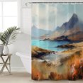 thumbnail image 5 of Natural Landscape Shower Curtain, 66" x 72", Mountain Cloud and River Waterproof Bathroom Curtain Washable Shower Curtain Set with 12 Hooks, 5 of 6