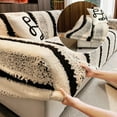 thumbnail image 6 of Eurhowing 1/2/3/4 Seater Sofa Cover, Fuzzy Plush Stretch Couch Slipcover, Non-Slip Shaggy Fleece Furniture Saver Protector for Living Room, Black, 6 of 8