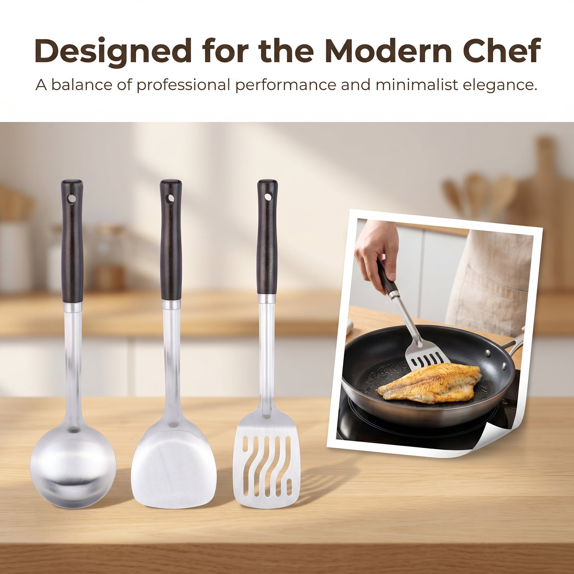 Unique Bargains Heat Resistant Cooking Utensils Kitchen Spatula Set Soup ladle 3Pcs
