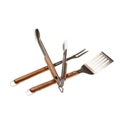 BBQ-AID 3 Piece Grill Set BBQ Accessories - Kitchen Tongs, Metal Spatula & Fork Utensils - Heavy Duty Stainless Steel Barbecue Grill Utensils for Outdoor Grill with Solid Sturdy Wood Handles