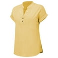 thumbnail image 6 of Sevevn Women's Casual V-Neck Short Sleeve Solid Color Shirt Top Blouse With Pockets Up to 30% Off Yellow XXL, 6 of 7