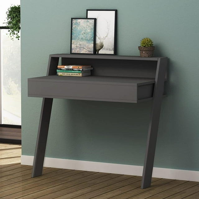 JV Home Cowork Collection Home Office Desk with Drawer Small Floating Office Table for Study, Work, Lapting, Writing, Workstation (Anthracite)