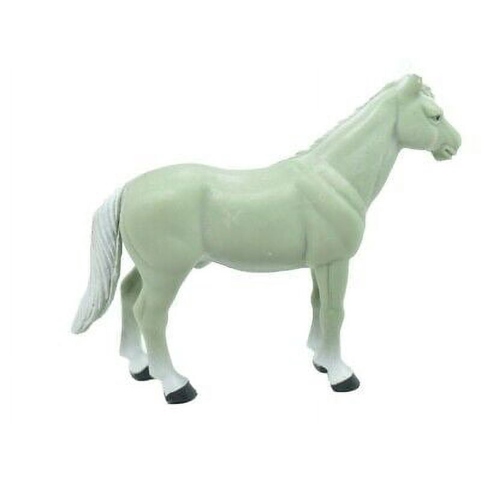 Horse, Gray & White Plastic Toy Animal, Realistic Figure, Farm Model, Barnyard Replica, Kids Educational Gift 3 1/2" F4420 B121