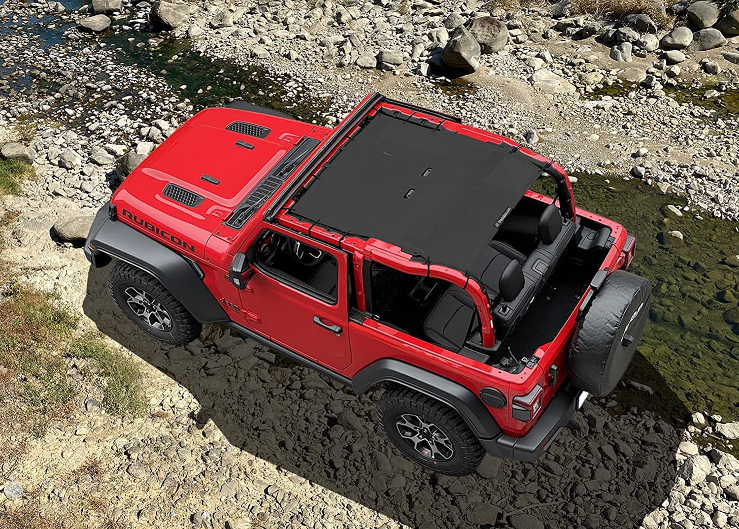 Shadeidea Jeep Wrangler Sunshade JL (2018-Current) 2 Door Sun Shade Front and Rear - Black Mesh Screen Top Cover UV Blocker with Grab Bag - 10 Years Warranty