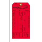 Red 1-Part Inventory Tags with Tear-Off Stub, 2.875 x 5.75 inches, Sequentially Pre-Numbered, Cardstock - PACK OF 500