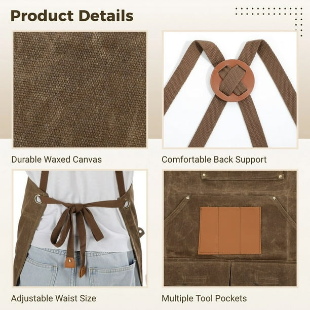 Woodworking Apron for Men, Work Apron with Multiple Tool Pockets