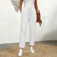 thumbnail image 5 of QSXADF Women's High Waist Pants Casual Straight Leg Pants Stretch Straight Leg Pants with Drawstring Elastic Waistband for Daily Comfortable Summer Women's Casual Long Trousers, 5 of 6