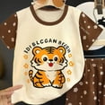 thumbnail image 3 of Faraee Toddler Pajamas Baby Boys Girls Cotton 2 Piece Cute Summer Sleepwear Short Sleeve Kids Clothes Loose Fit PJs Outfit (5-6 Years,Brown), 3 of 4