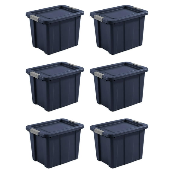 Sterilite Tuff1 18 Gallon Storage Tote Bin w/Latching Lid, Blue (6 Pack)