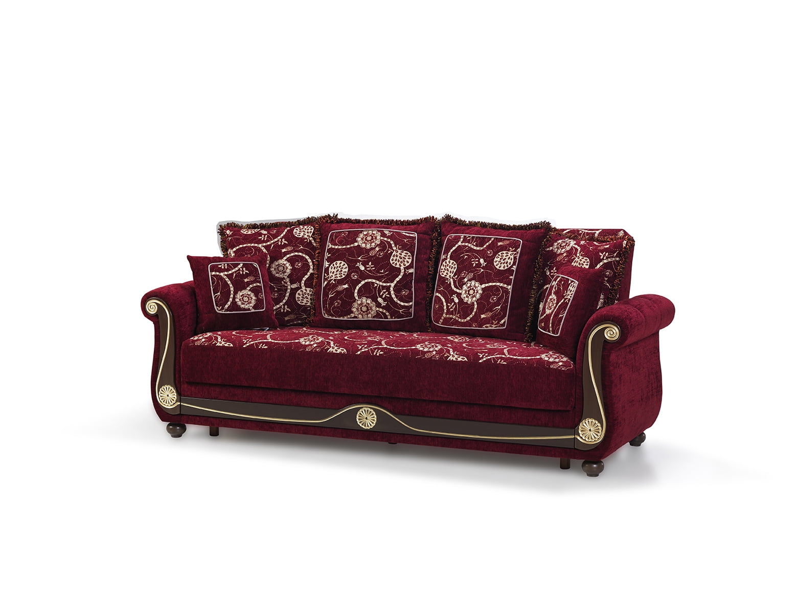 Ottomanson Convertible Sleeper Sofa Bed with Hidden Storage, Firm Comfort Couch, Burgundy