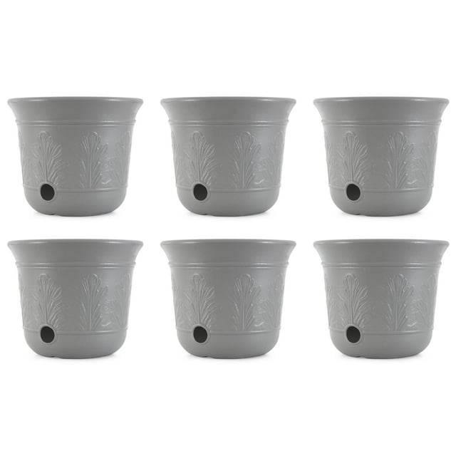 Suncast CPLHPL100 Heavy Duty 5 Gallon Resin Garden Hose Pot for 300' Expandable Hose, Gray (6 Pack)