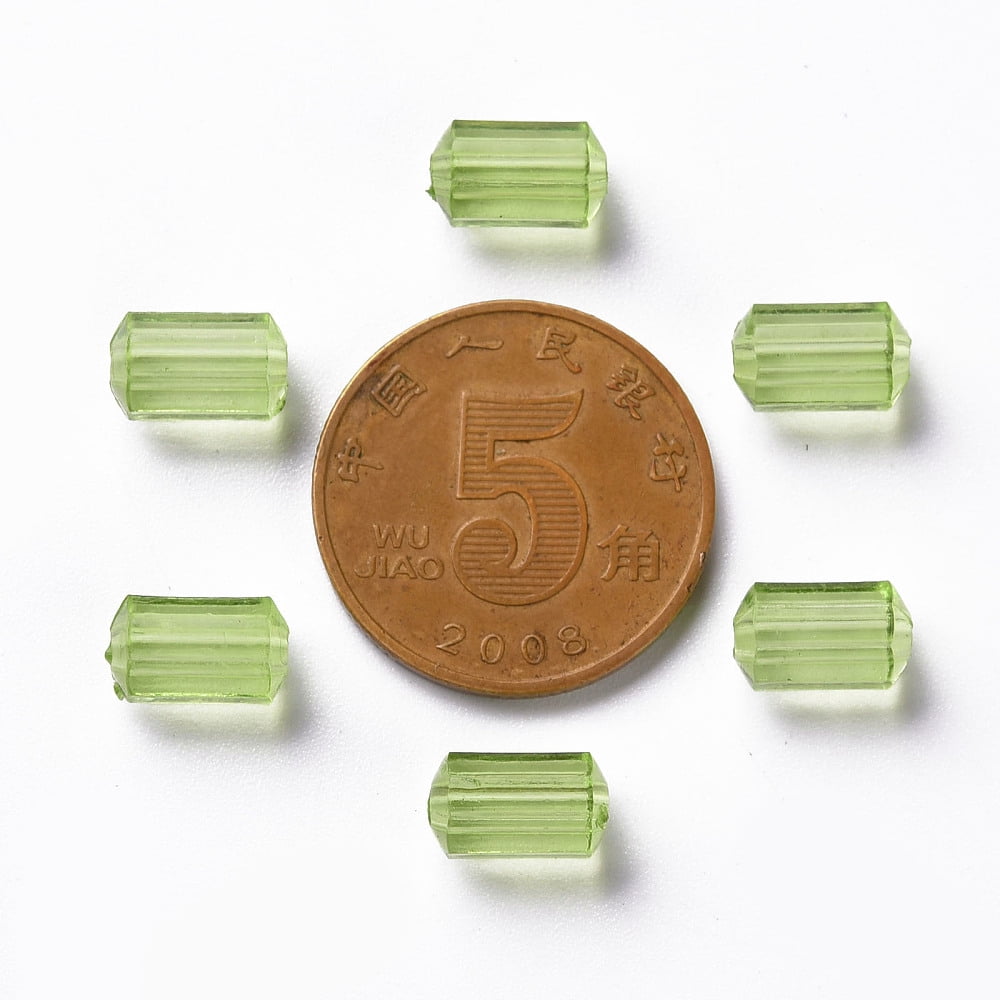 Transparent Acrylic Beads Faceted Polygon Lime Green 9x5mm Hole: 1.8mm 3496pcs/500g