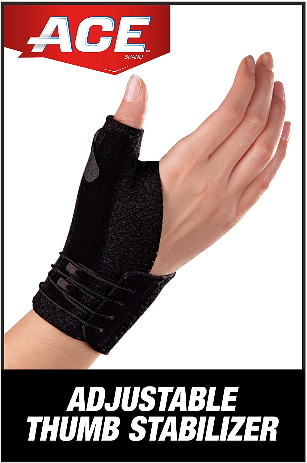 ACE Brand Deluxe Thumb Stabilizer, Adjustable Brace, Black, 1/Pack