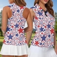 thumbnail image 4 of Jeiento Matching Golf Shirts for Couples Men's Zipper Shirts for Work Business Sport Patriotic Star Design Casual Breathable Sleeveless Tennis Shirt for Women, Women's XS, 4 of 7