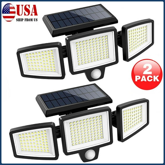 333LED 2PC LED Solar Lights Outdoor Waterproof Motion Sensor Security Wall Lamp