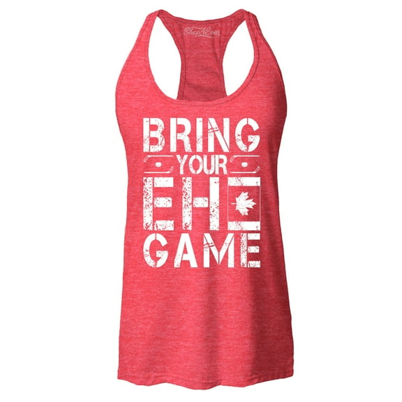 Shop4Ever Women's Bring Your EH Game Canada Racerback Tank Top X-Small Red