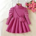 thumbnail image 1 of KIDDALLEY Girls' Fashionable Warm Fleece Rib Dress / Rose Red / 4-5 Years, 1 of 6