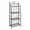 Black Indoor Outdoor Tall Folding 4 Shelf Solid Scroll Rectangle 25" x 12" x 64", variant on DecMode Traditional Metal Bakers Rack with Scrollwork Design and Black Finish, 25"W x 64"H